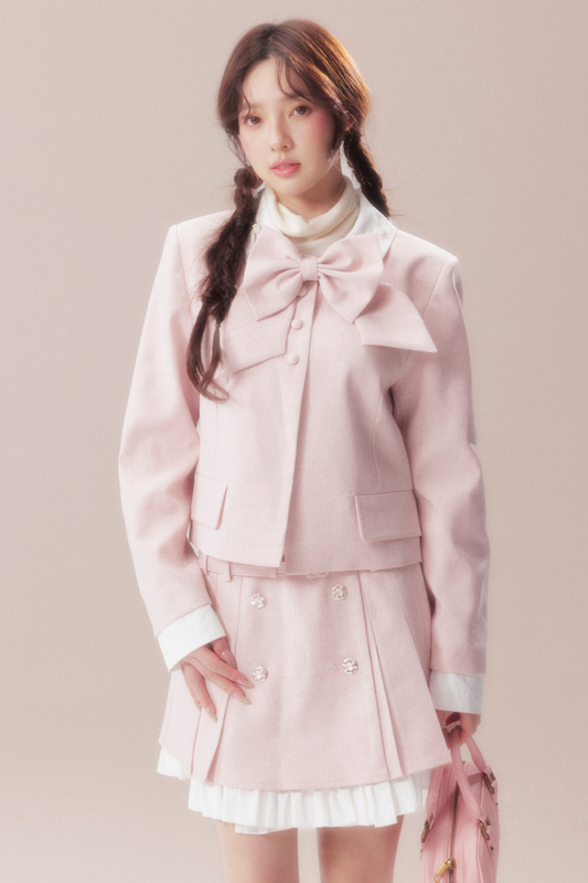 Sweet Ribbon Jacket + Pleated Skirt
