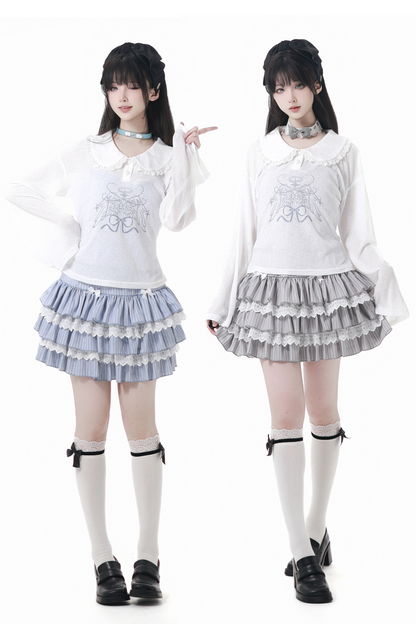 Smock Suspender + Doll Collar Top + Tiered Skirt