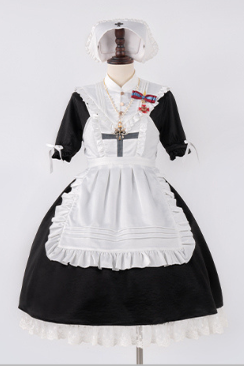 Lantern Angel Maid Lolita Dress + Apron + Detachable Collar