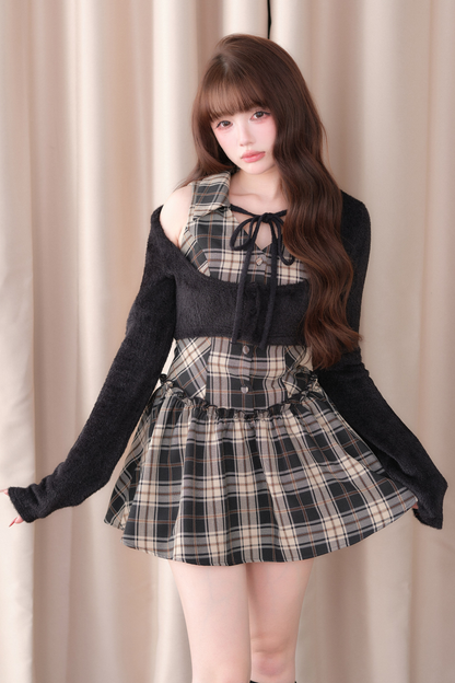 Sweet Off Shoulder Faux Two Piece Dress