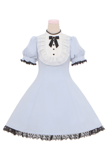 Lace Puff Sleeve Dress + Ribbon Clip
