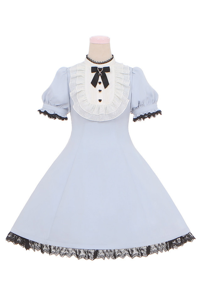 Lace Puff Sleeve Dress + Ribbon Clip