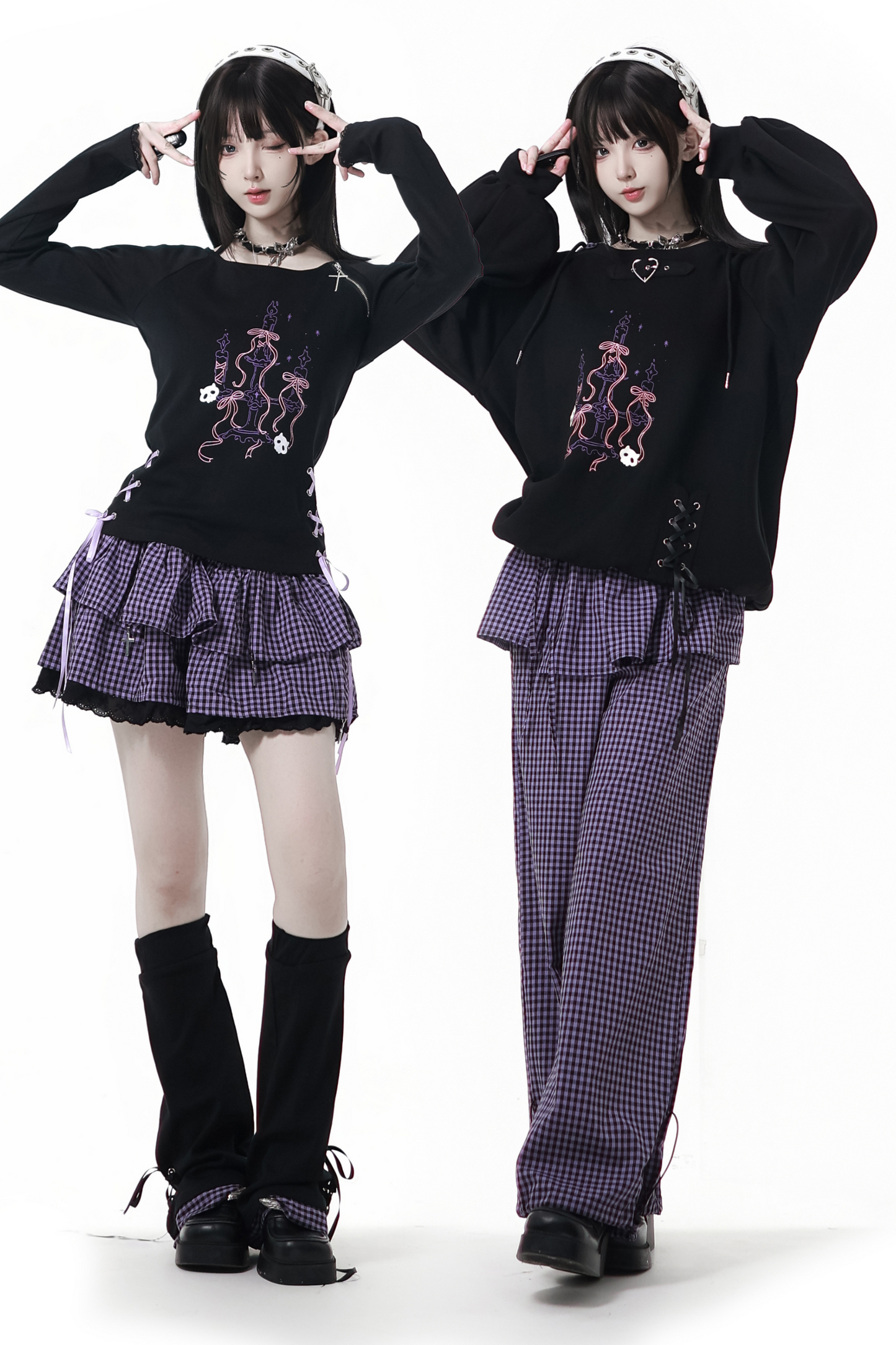 Academy Purple Hooded Sweatshirt + Tops + Skirt + Pants + Leg Cover