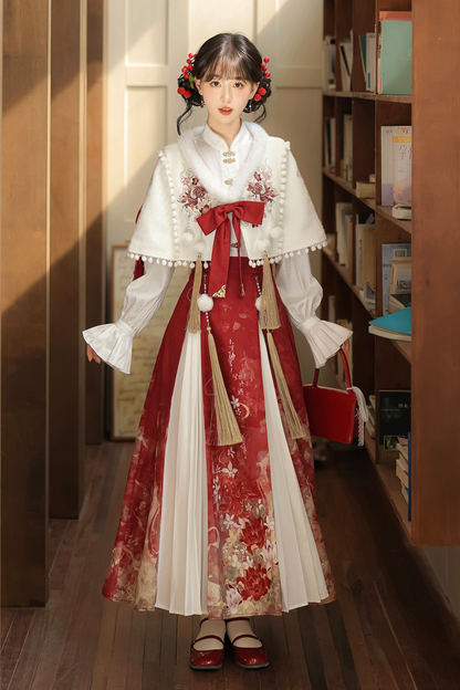 Retro Chinese-style Shawl + Tops + Skirt