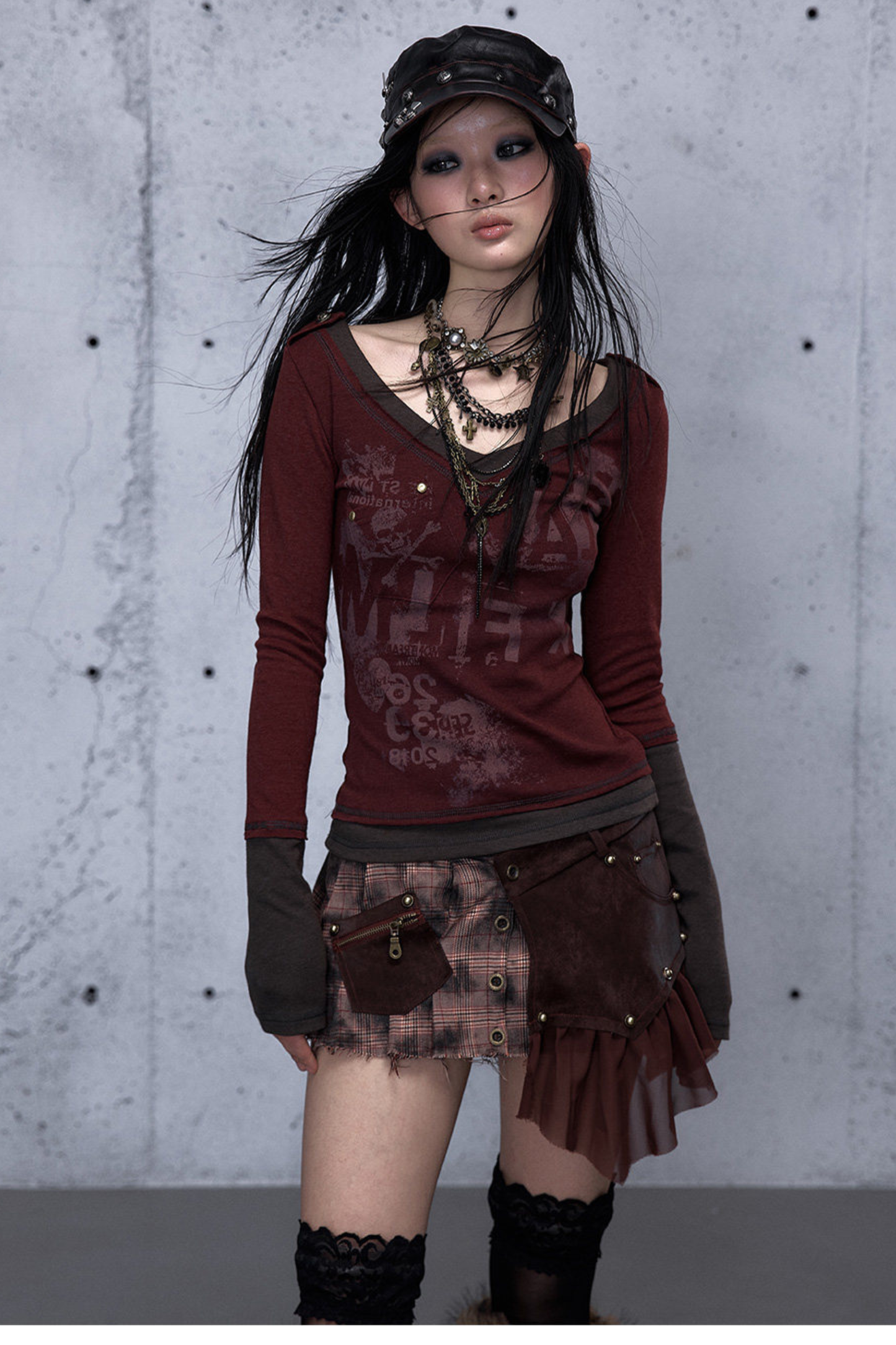 Retro Dark Patchwork Top