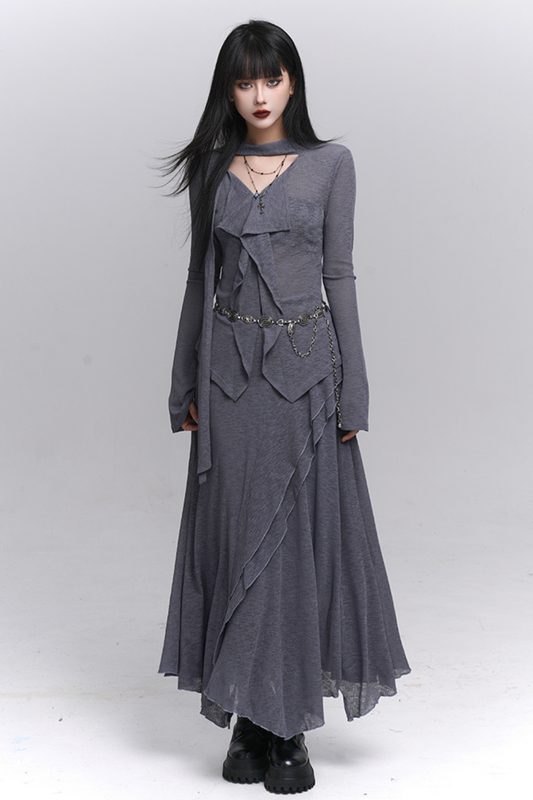 Dark Top + Long Skirt