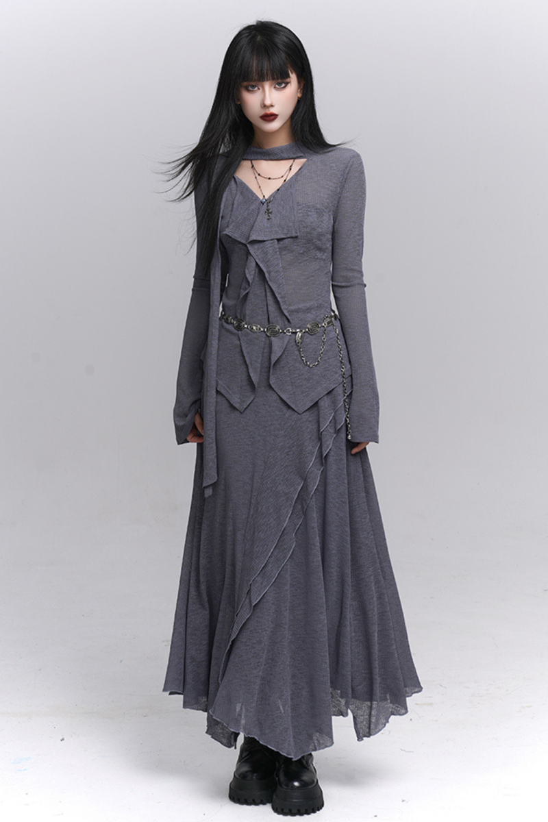 Dark Top + Long Skirt