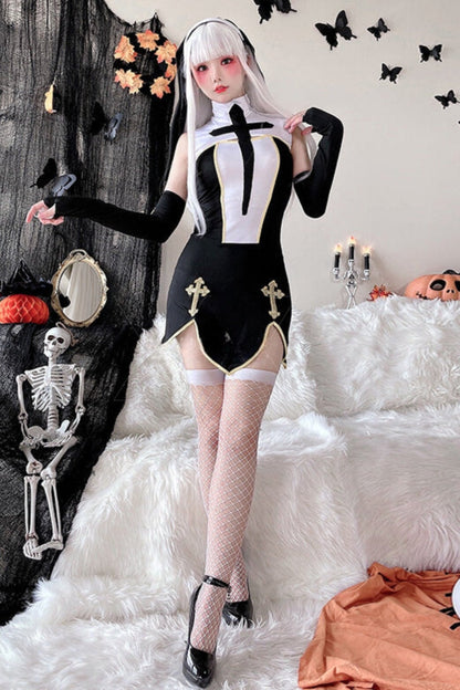 Zombie Nun Cosplay Party Dress Set