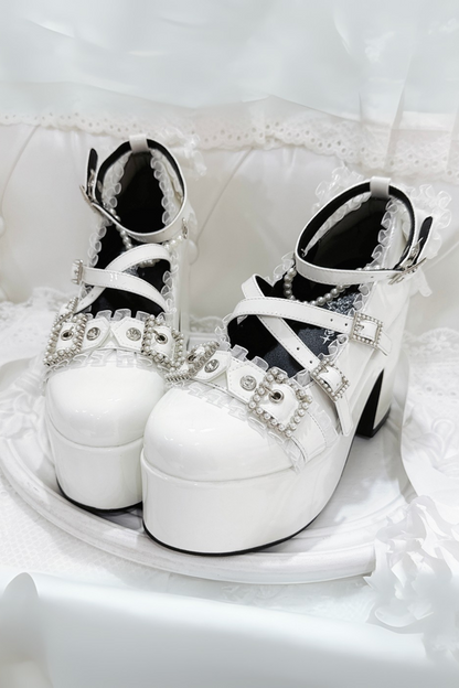 Cross Belt Design Shiny Shoes