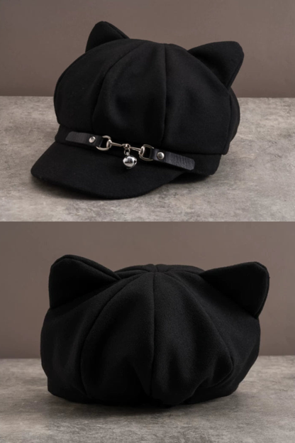 Leather Buckle Cloud Cat Hat