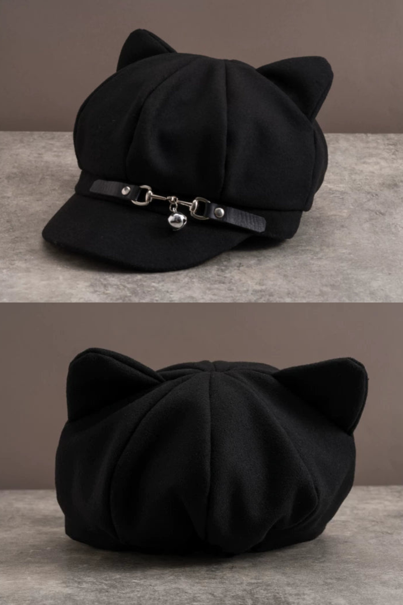 Leather Buckle Cloud Cat Hat