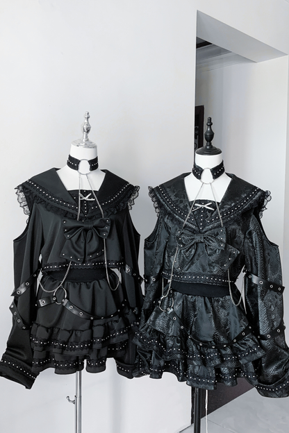 Dark Lace Outfit Top + Skirt