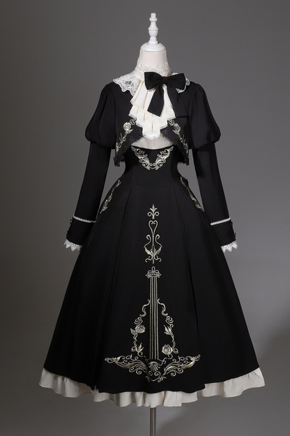 [pre-order] Gothic Dark Suspender Long Dress + Shirt + Jacket