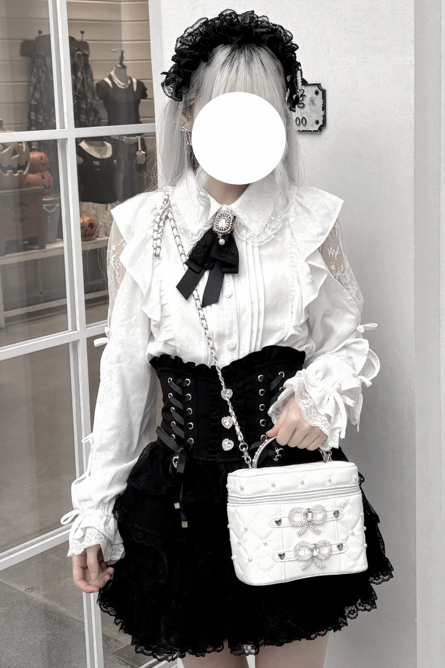 Pearl Rhinestone Lace Box Bag