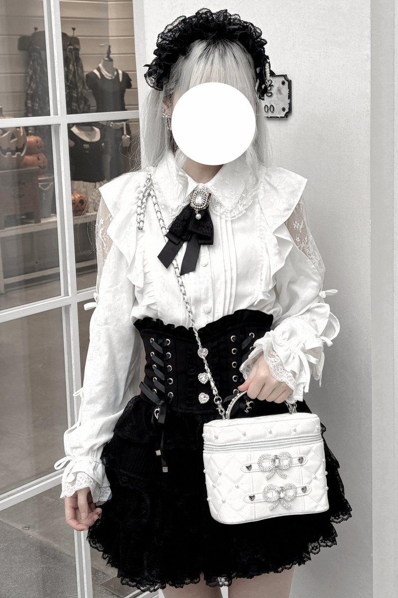 Pearl Rhinestone Lace Box Bag