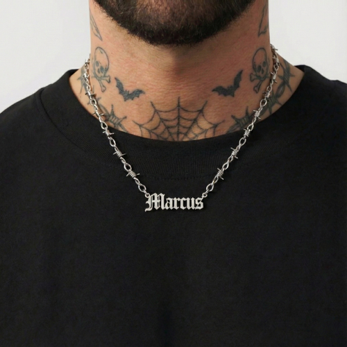 Barb Wire Personalized Necklace