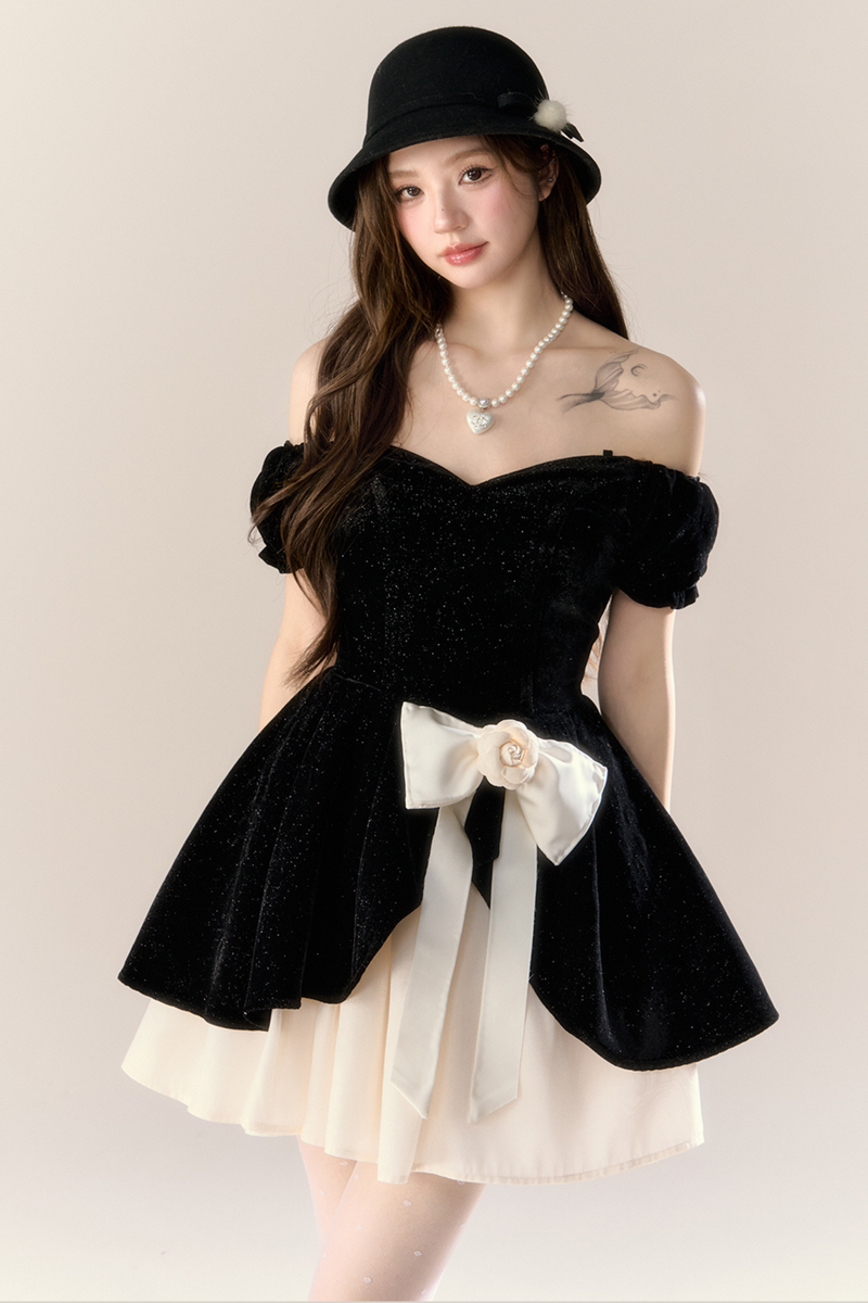 Velvet French Black Dress