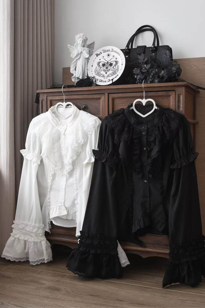 Frilled Gothic Lolita Blouse + Flower Collar