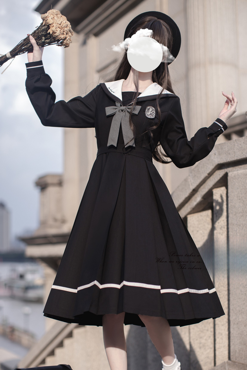 Preppy Style Dress + Ribbon + Brooch