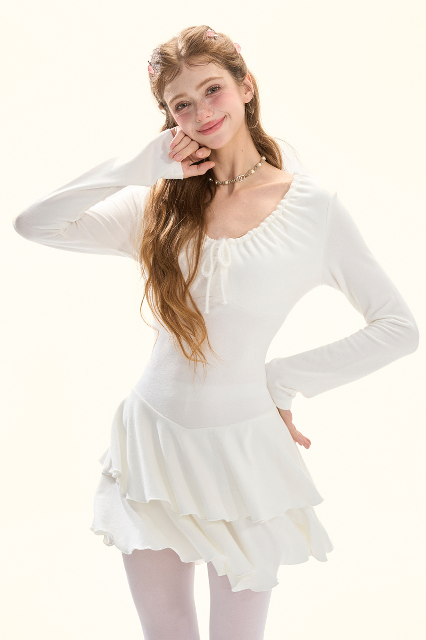 Shirred Drape Pure Dress