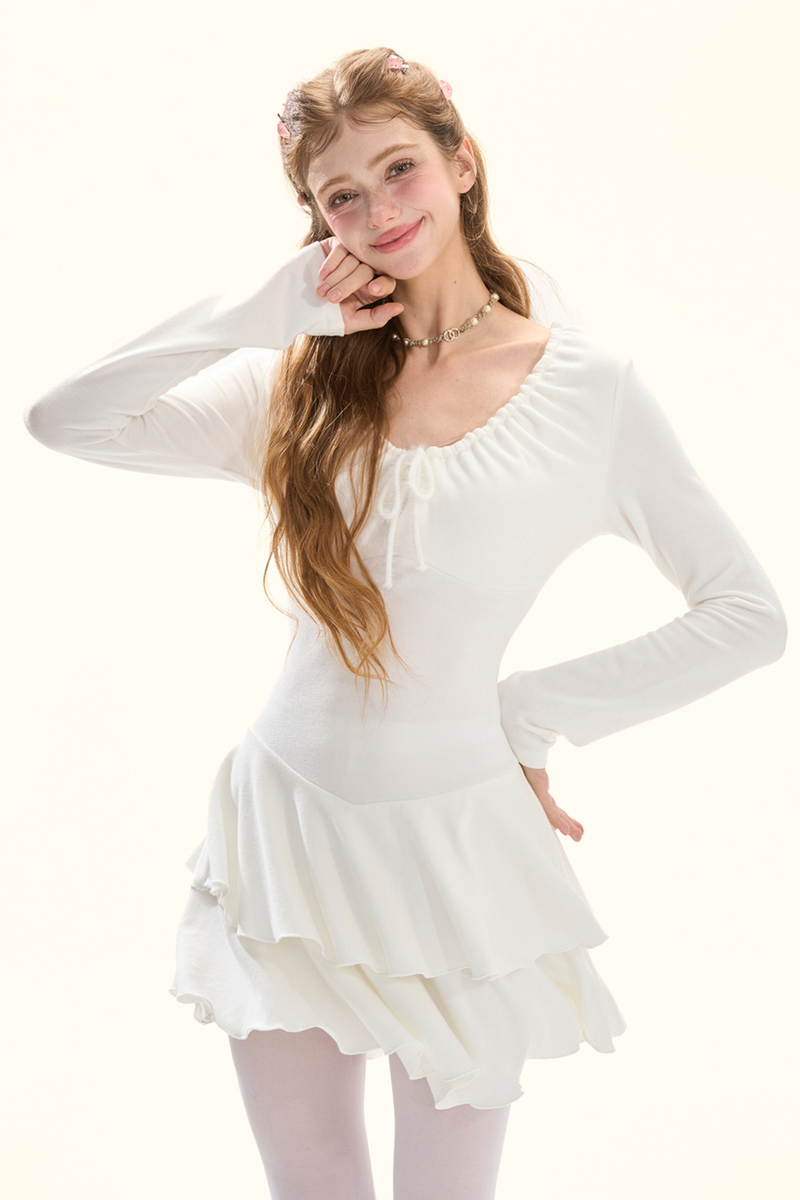Shirred Drape Pure Dress