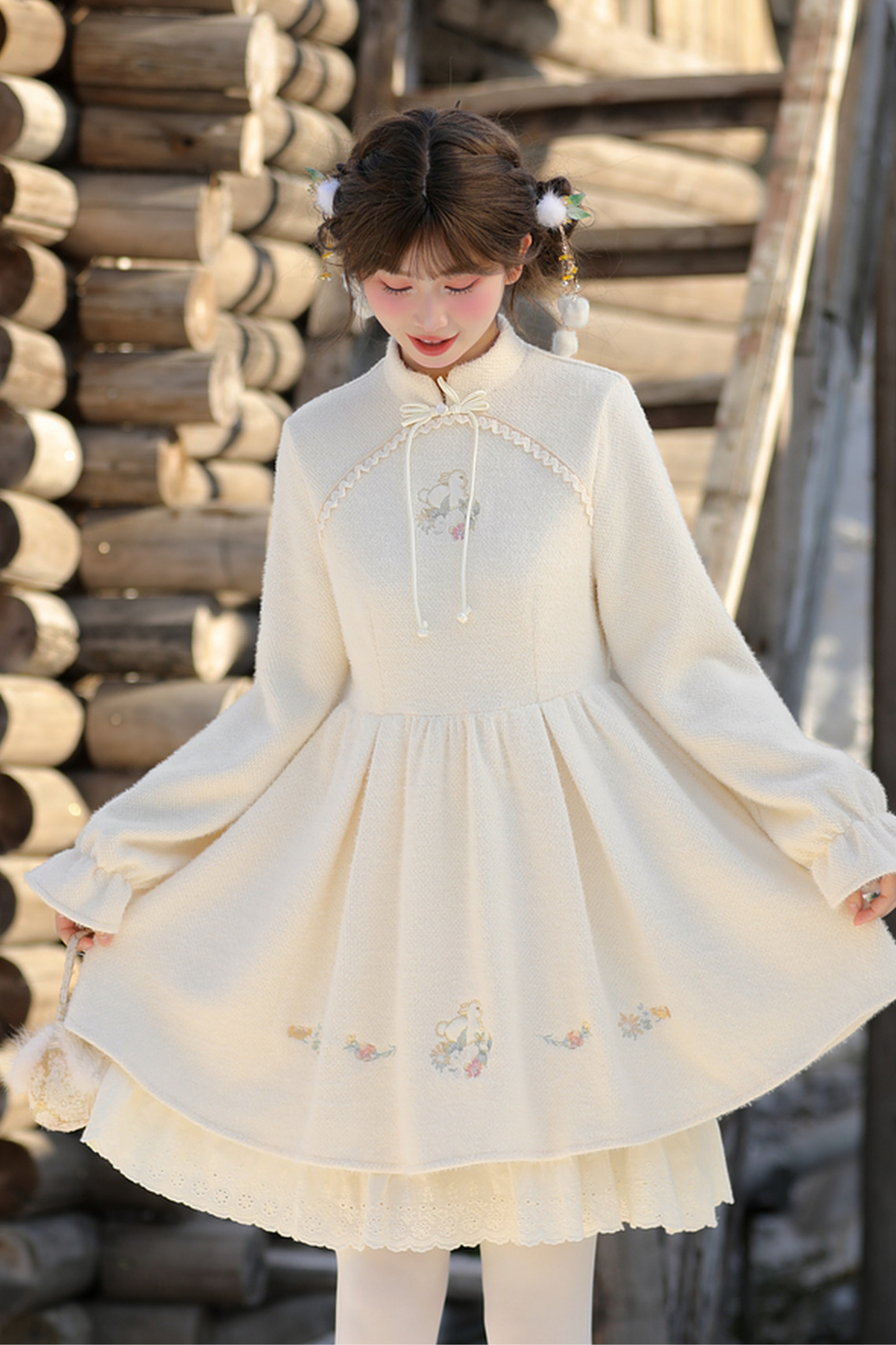 Sweet Stand Collar Dress