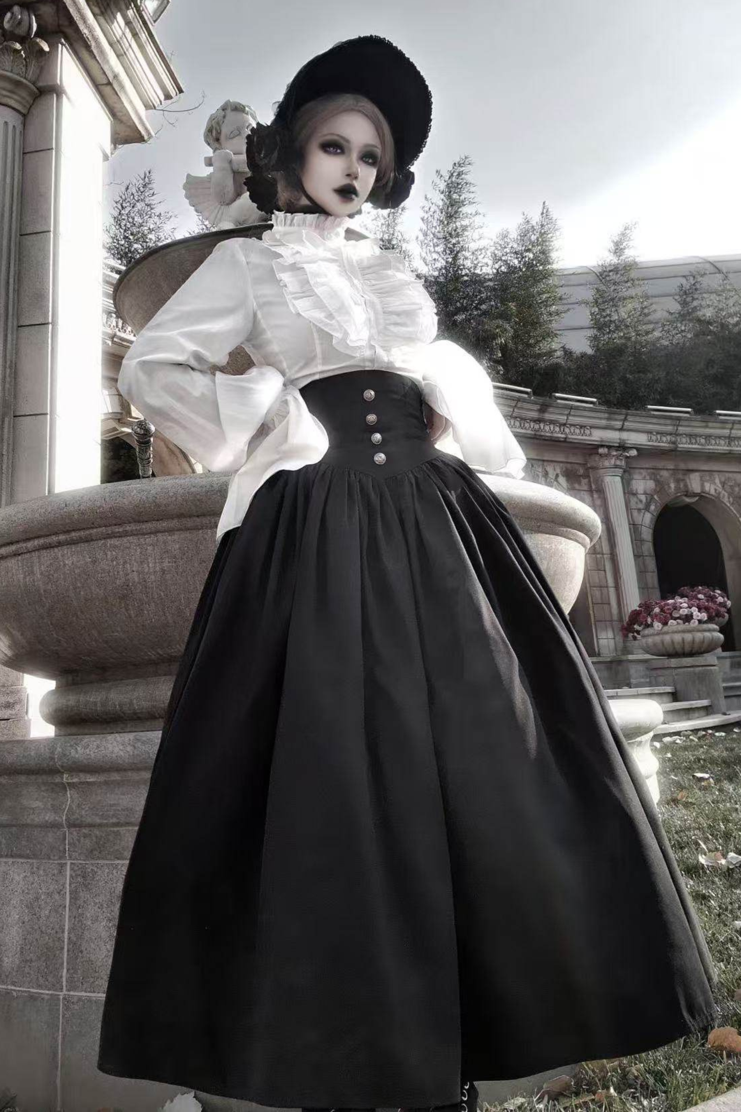 Gothic Lolita Cape + Shirt + Skirt + Ribbon + Bonnet