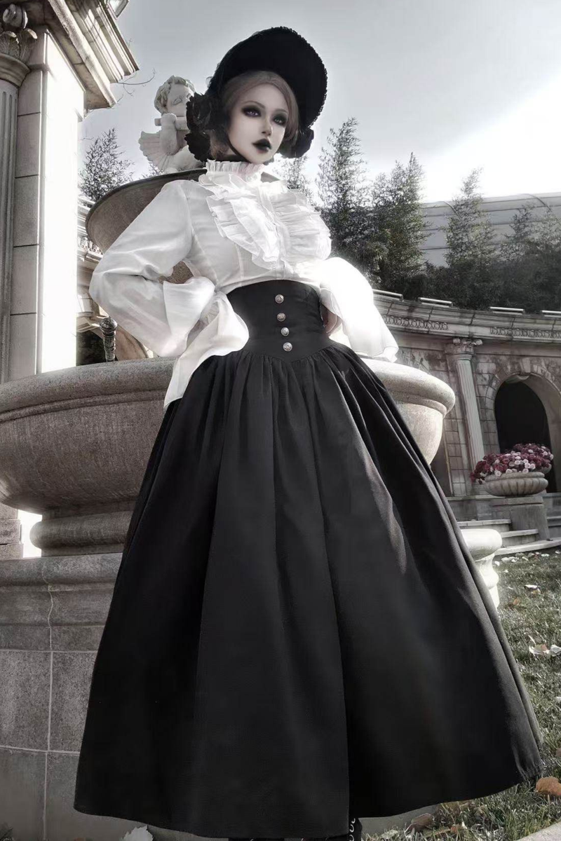 Gothic Lolita Cape + Shirt + Skirt + Ribbon + Bonnet