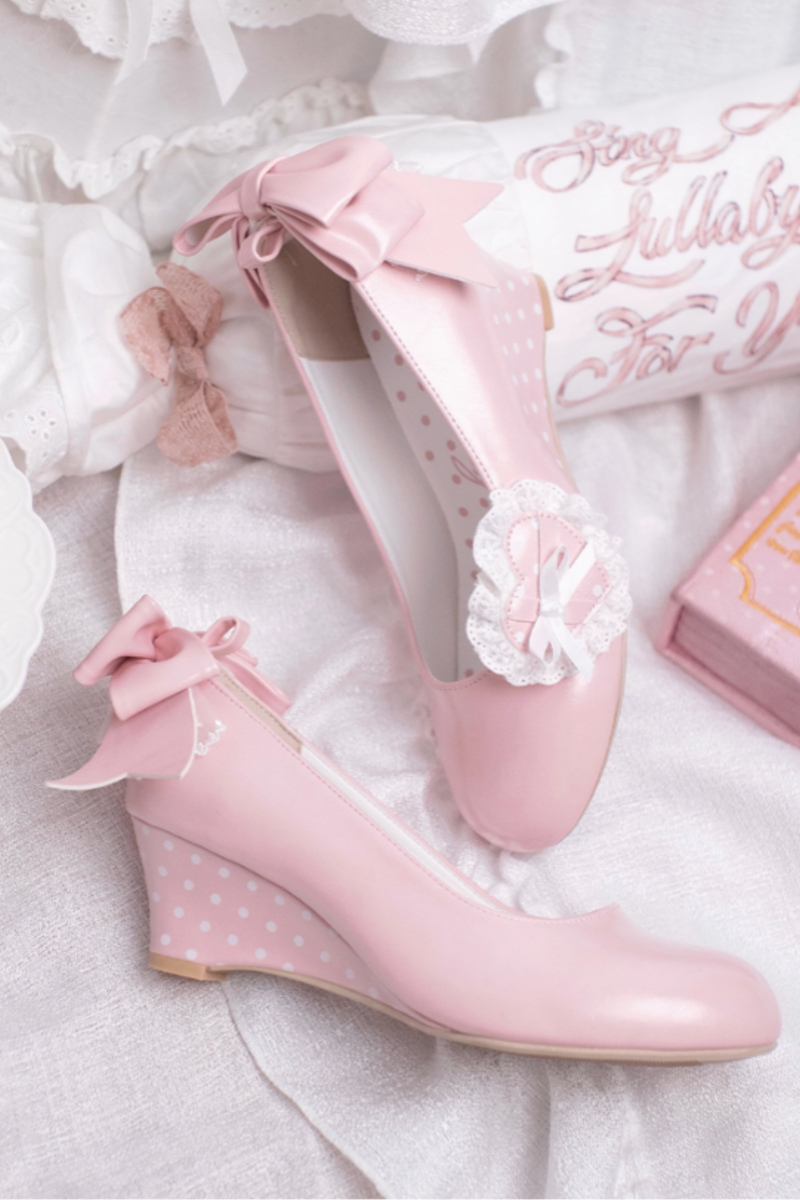 Retro Polka Dot Heart Lolita Sweet Shoes