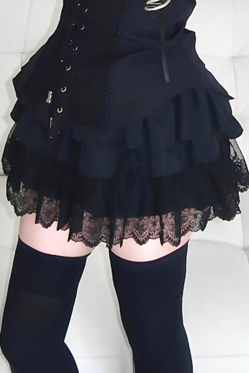 Dark Night Rose Lace Off Shoulder Top + Skirt