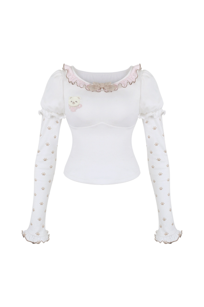 Milk Tea Bear Hooded Overalls + Top