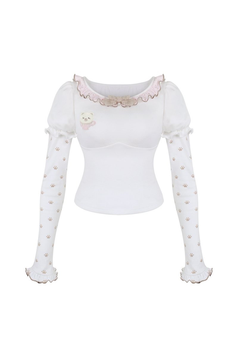 Milk Tea Bear Hooded Overalls + Top