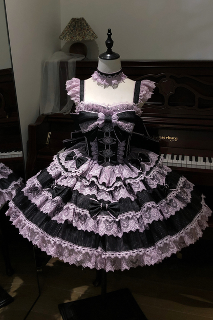 [pre-order] Princess Ballet Tiered Lolita Dress + Headband + Necklace + Sleeves + Tail