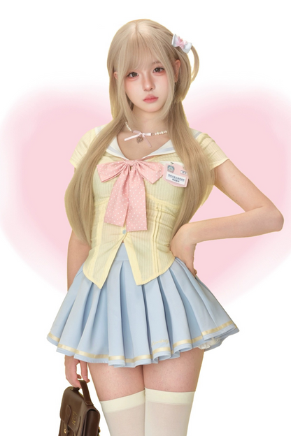 Academy Ribbon Top + Pleated Skirt
