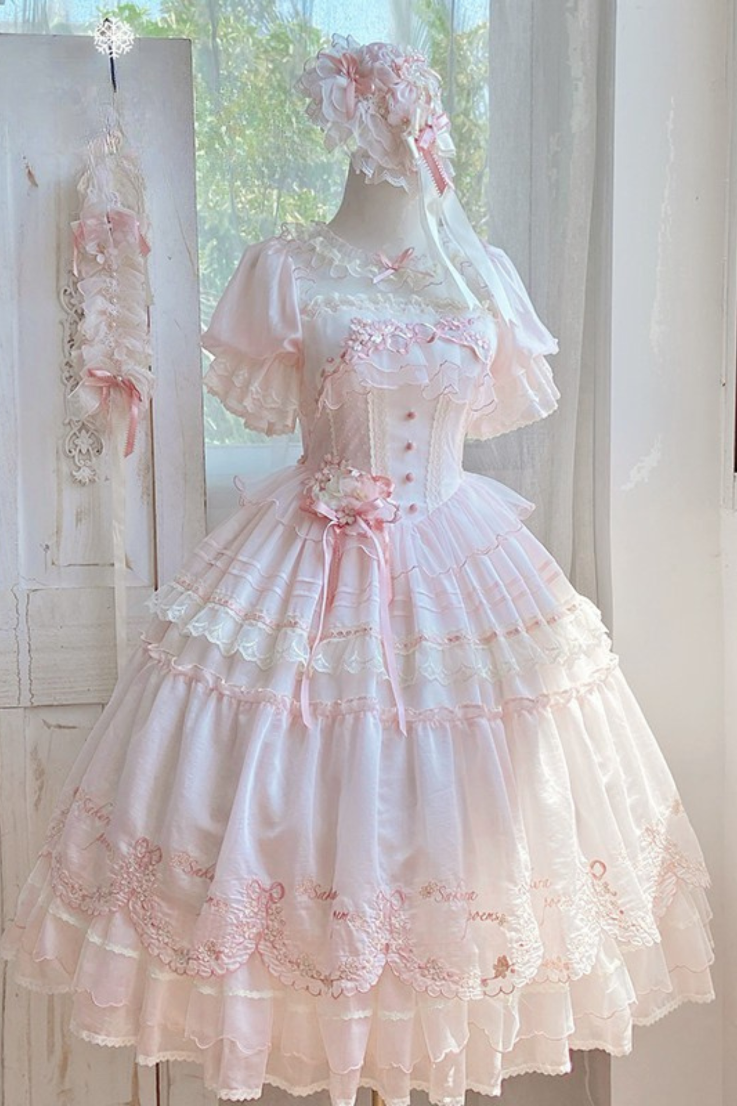 Sweet Cherry Lolita Dress + Jsk + Hairband + Hat + Necklace + Sleeve