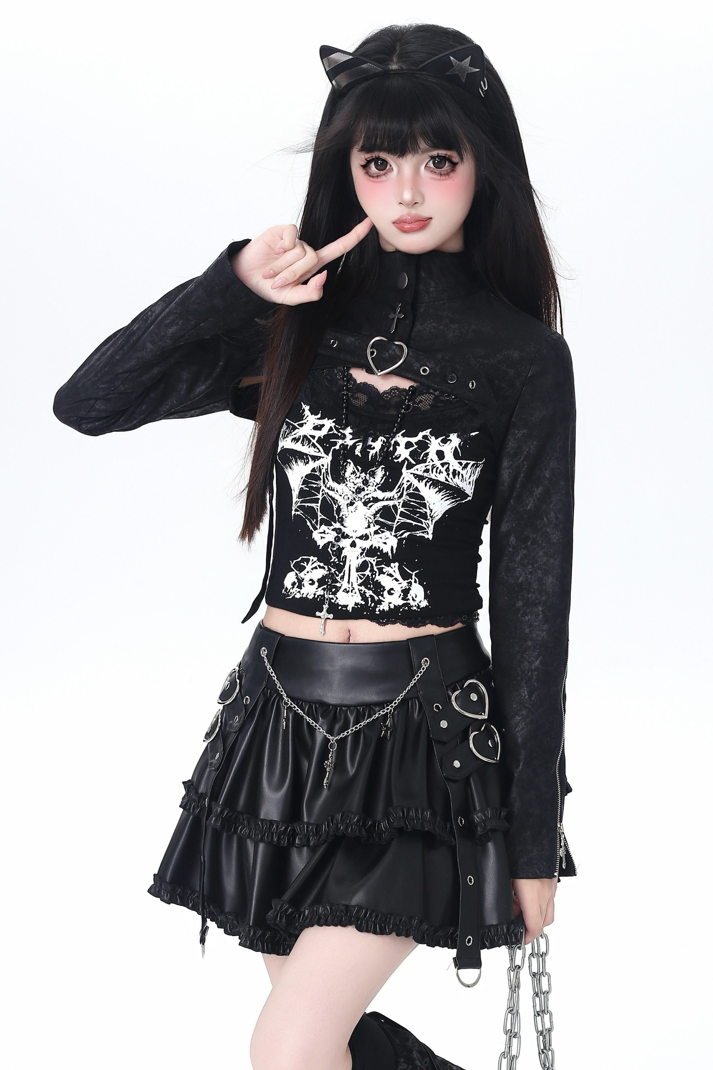 Dark Girl Two-piece Top + Skirt + Leg Warmers