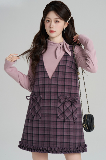 Purple Plaid Ruffle Dress + Top