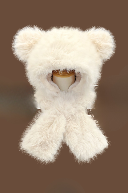 Fur Bear Scarf Hat