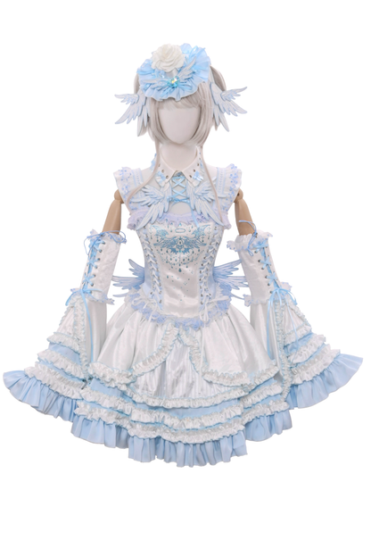 Aqua Angel Line Top + Skirt + Shirt Collar + Sleeve + Hat + Clips