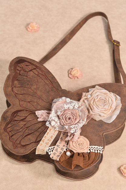 Retro Brown Butterfly One Shoulder Bag