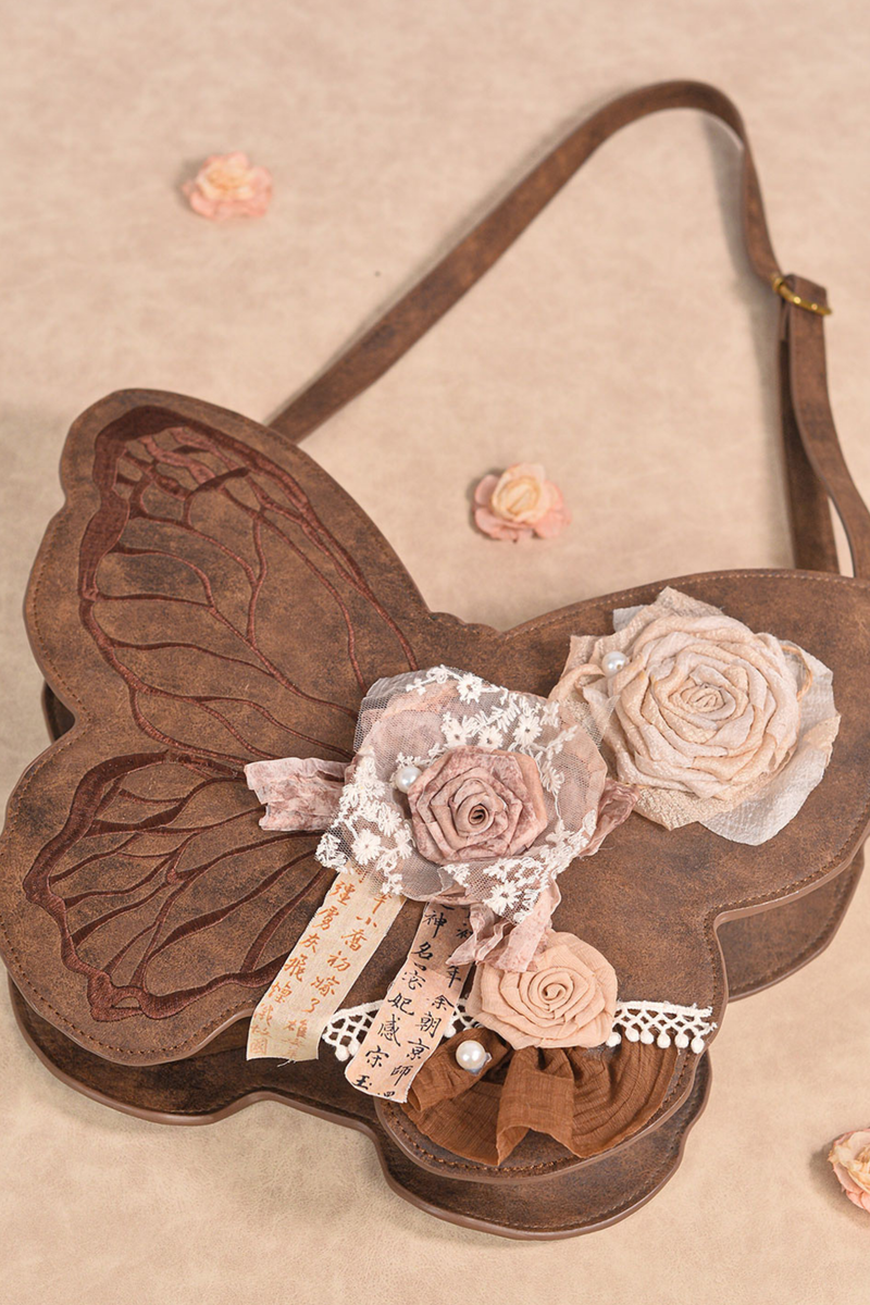 Retro Brown Butterfly One Shoulder Bag