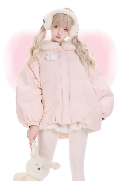 Sweet Snow Rabbit Down Jacket + Shorts