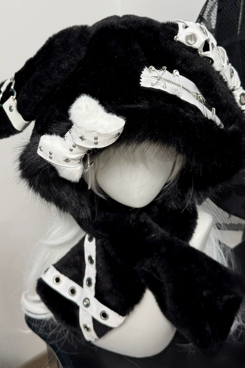 Dark Fur Bunny Ear Hat