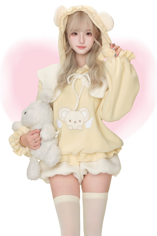 Cream Bear Yellow Top + Fluffy Pants