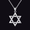 Sterling Silver Star of David Pendant Necklace for