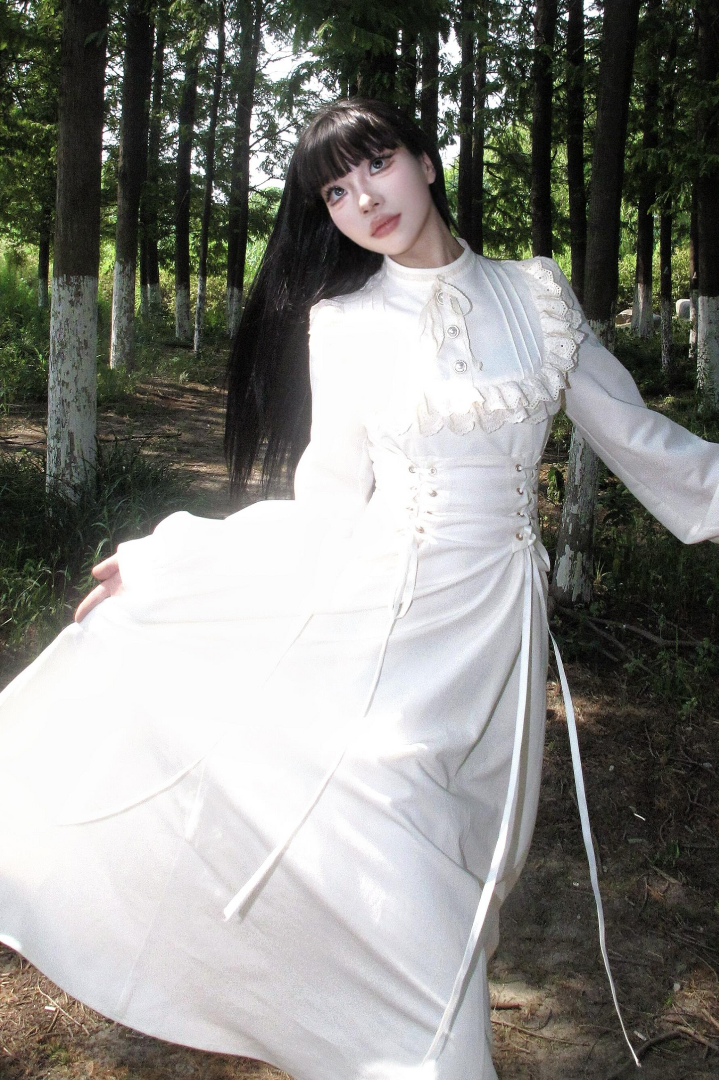 French Retro Lace Long Dress