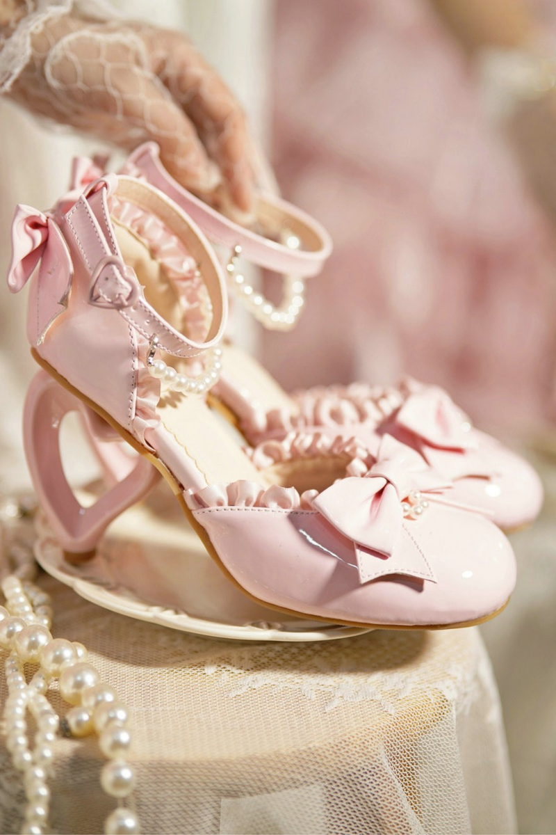 Heart Love Lollita Pearl Peach Heels
