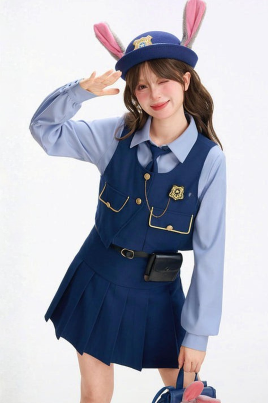 Bunny Police Shirt + Skirt + Vest
