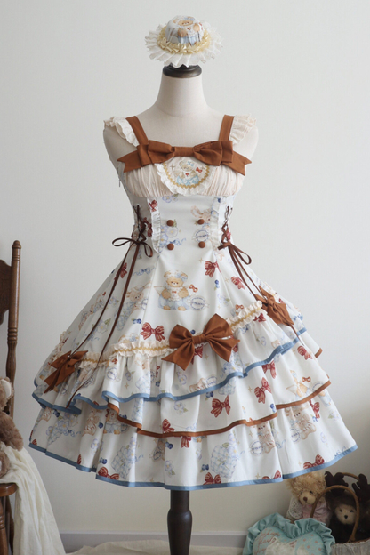 Seaside Bear Tea Party Lolita Dress + Cape