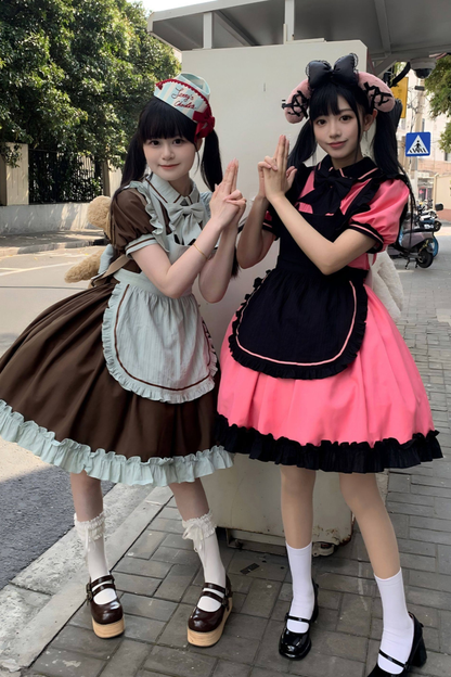 Mint Black Berry Lolita Dress + Apron + Tie